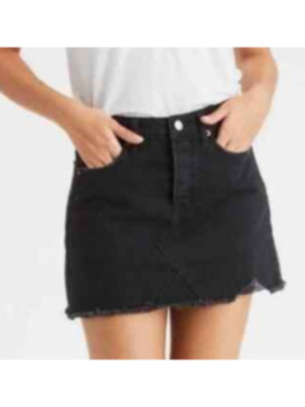 American Eagle Raw Hem Black Denim Skirt